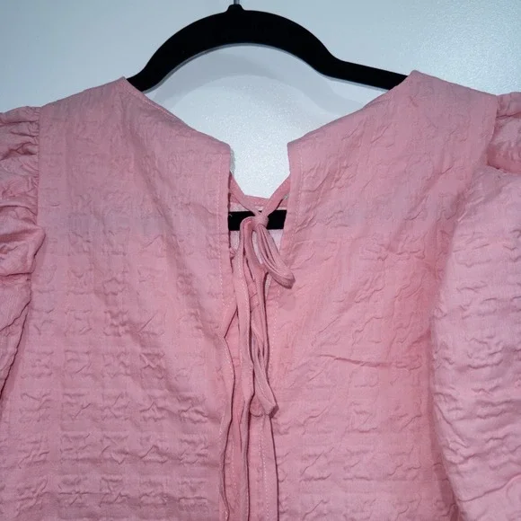 English Factory Pink Penelope Puff Sleeve Drop‎ Waist Mini Dress Size XS NWT - Picture 9 of 11